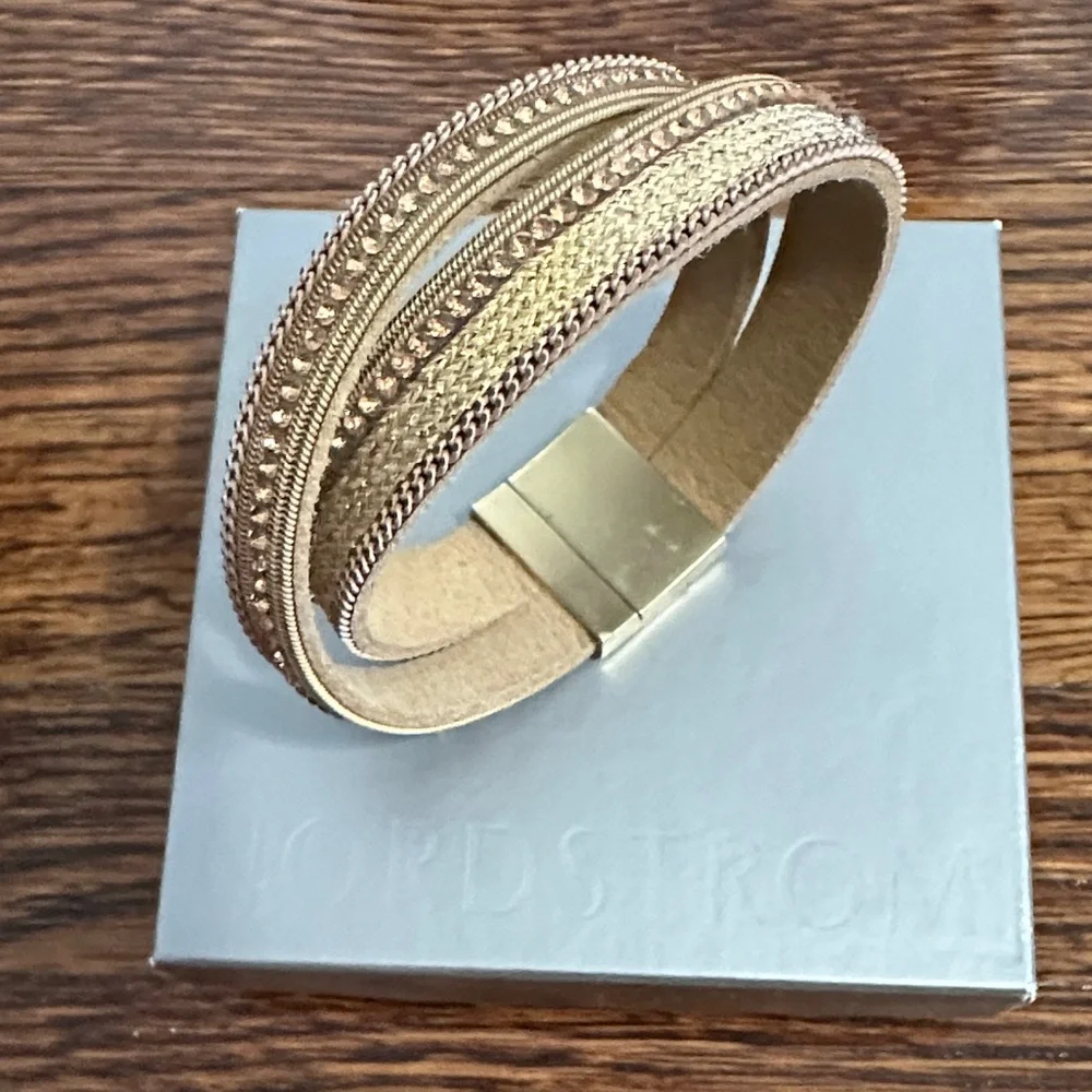 Gold-Tone Multi-Row Magnetic Cuff Bracelet